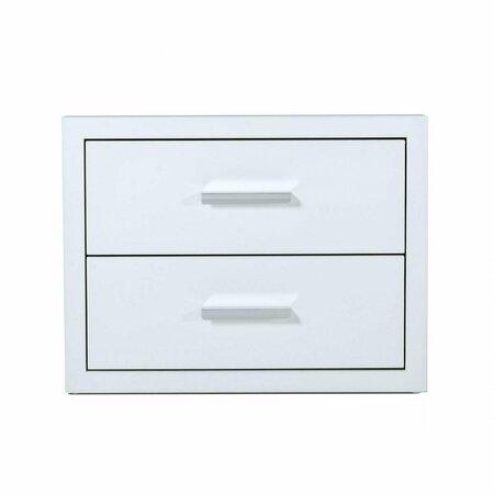 HOMEROOTS Modern Glossy White Box Nightstand with Two Drawers 473029